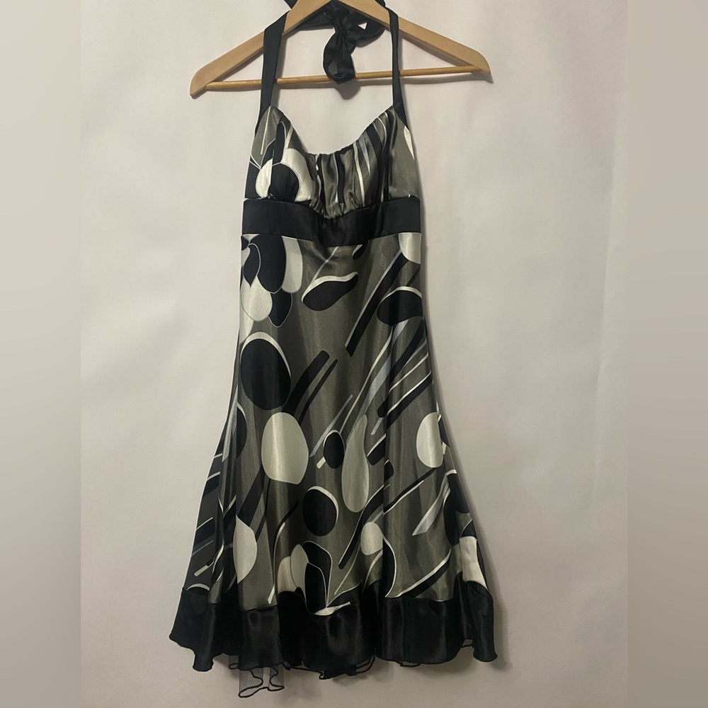 Vintage TRIXXI Womens Halter Neck Midi Dress Size 9 Satin Boho Coachella Y2K